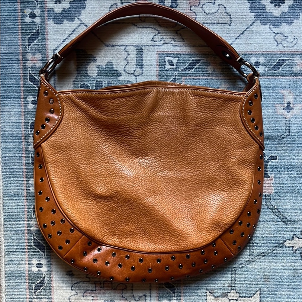 Michael Kors Studded Tan Leather Hobo Bag